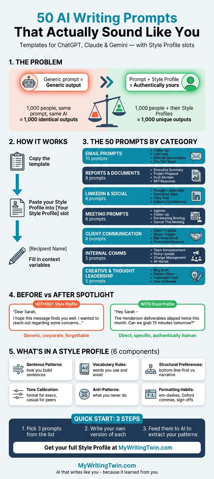 Infographic: 50 AI Writing Prompts That Actually Sound Like You
